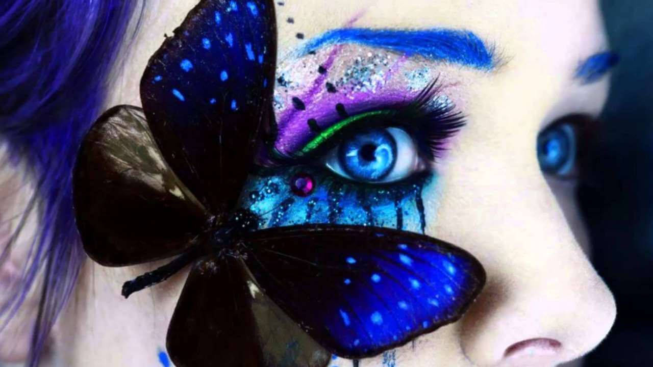 Макияж бабочка синяя на глазах