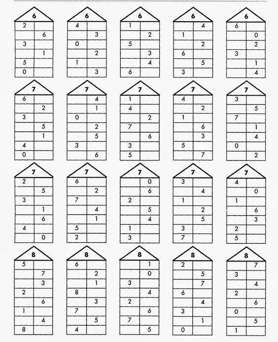 Состав числа до 10 домики распечатать 1 класс сборка (13 картинок) (9)
