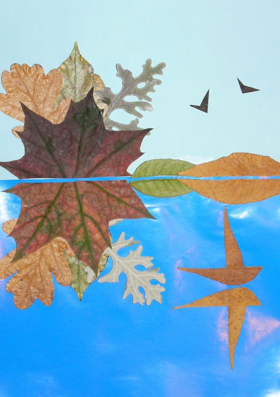 Аппликации из листьев на тему осень   сборка (18 картинок) (3)