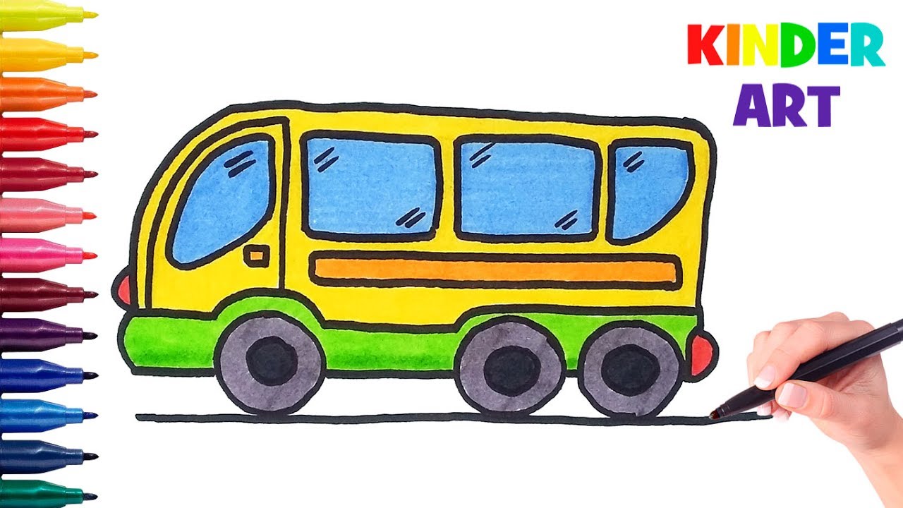 Как нарисовать автобус карандашом поэтапно для детей   подборка картинок (13)