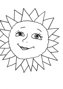 Раскраска солнышко с улыбкой и лучиками   распечатать (3)