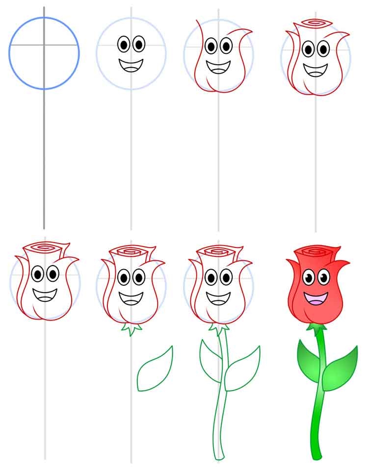 Как рисовать розы пошагово
