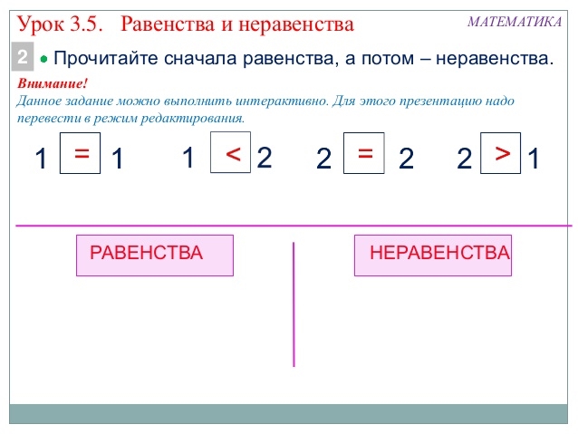 Равенства и неравенства презентация 2 класс