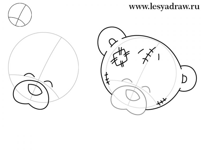 Мишка тедди рисунок пошагово