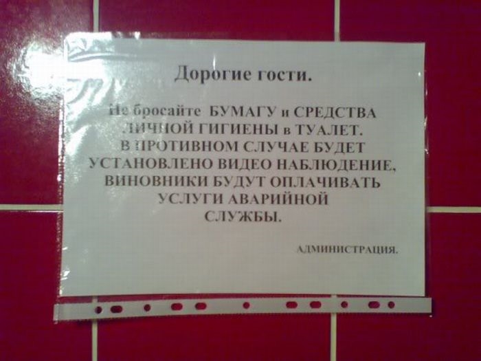 Объявление в туалете о соблюдении чистоты образец