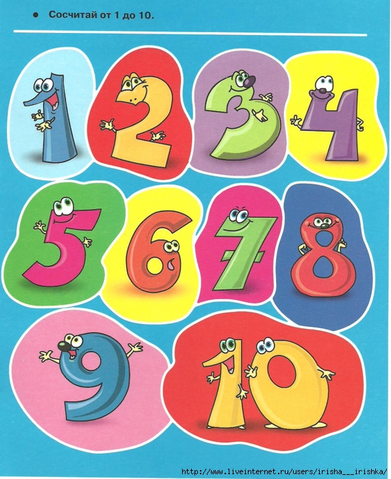 Картинки цифры от 1 до 10 для детей по отдельности на прозрачном фоне