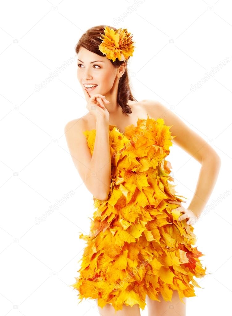 Девушка из листьев в платье   фото 006