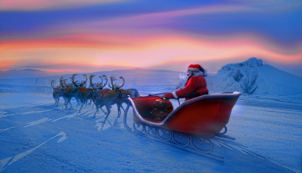 Дед мороз на санях с оленями картинки 009