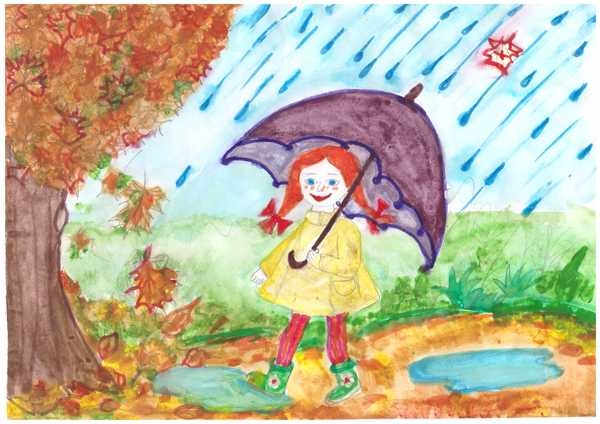 Дети и дождь картинки и рисунки 025