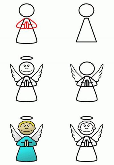Как нарисовать ангела поэтапно карандашом для детей   рисунки (21)