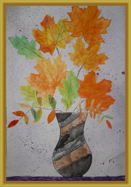 Как нарисовать букет осенних листьев   своими руками 028