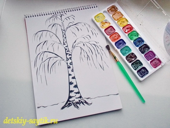 Как нарисовать листья деревьев красками   рисунки 019