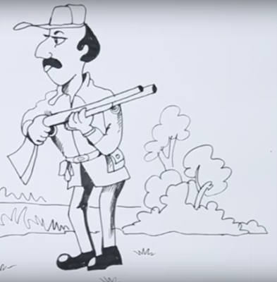 Как нарисовать охотника с ружьем для детей   подборка 002
