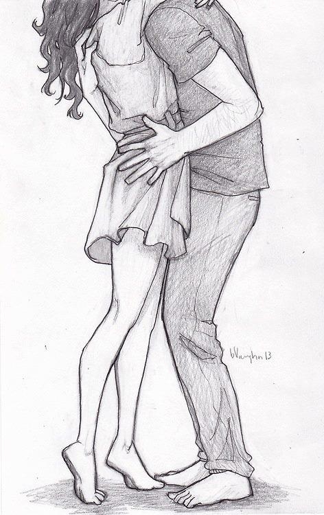 Картинки девушка и парень обнимаются   нарисованные карандашом (8)