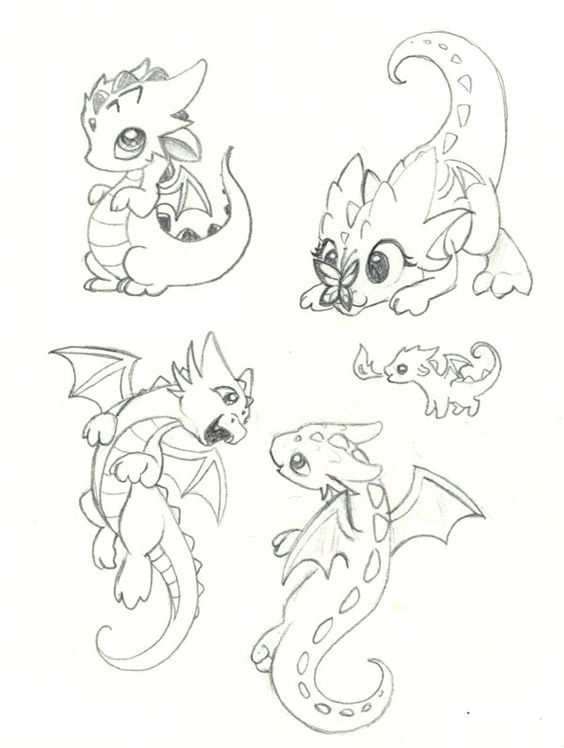 Картинки для срисовки легкие драконы 001