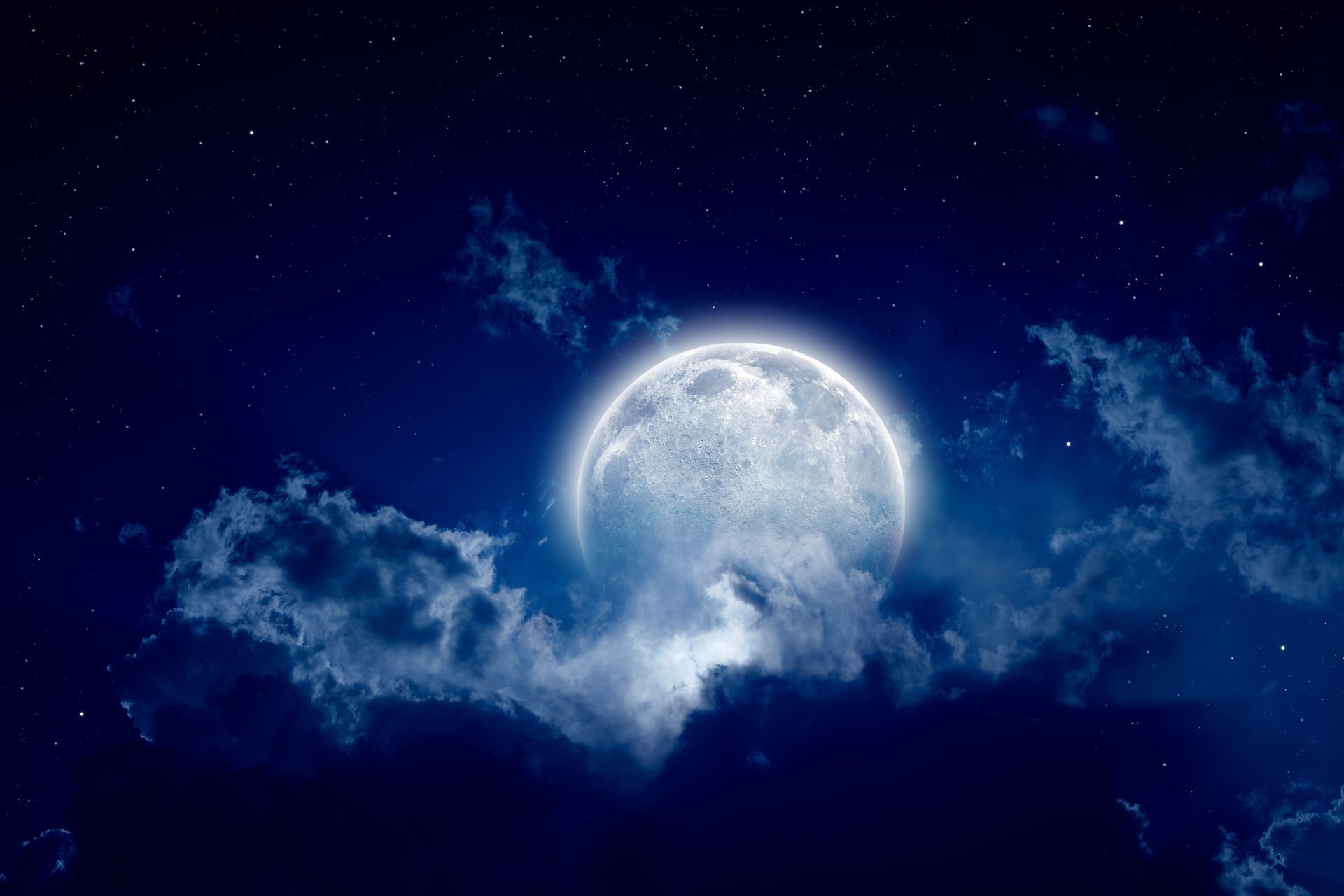 Луна на звездном небе   красивые обои (7)