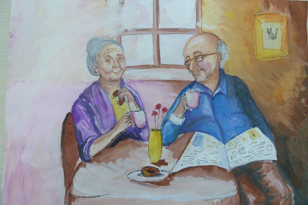 Рисунки детские на тему бабушка и дедушка   подборка 017