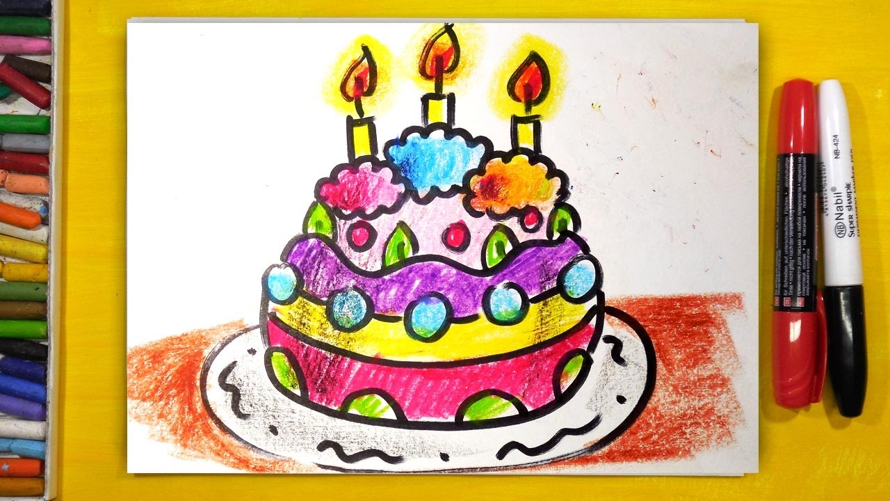 рисунок на день рождения по этапам