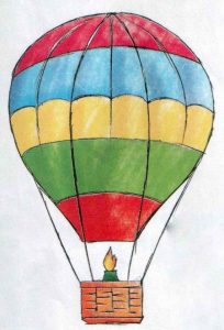 Рисунок воздушный шар с корзиной для детей028