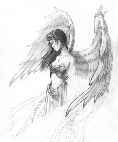 Рисунок девушка с крыльям 018