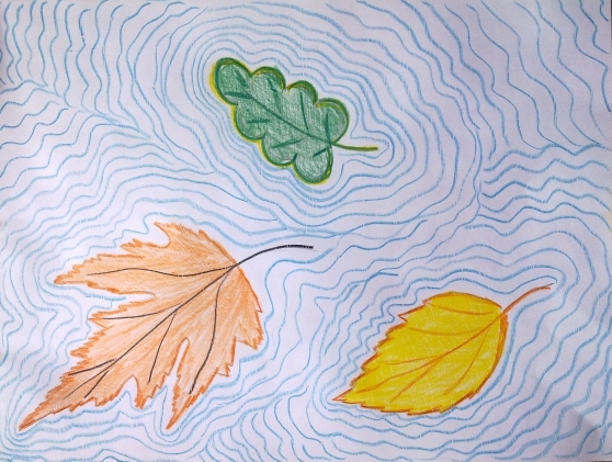Рисунок карандашом осень листья 014