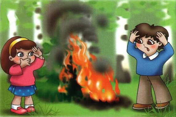 Рисунок огонь в лесу для детей008