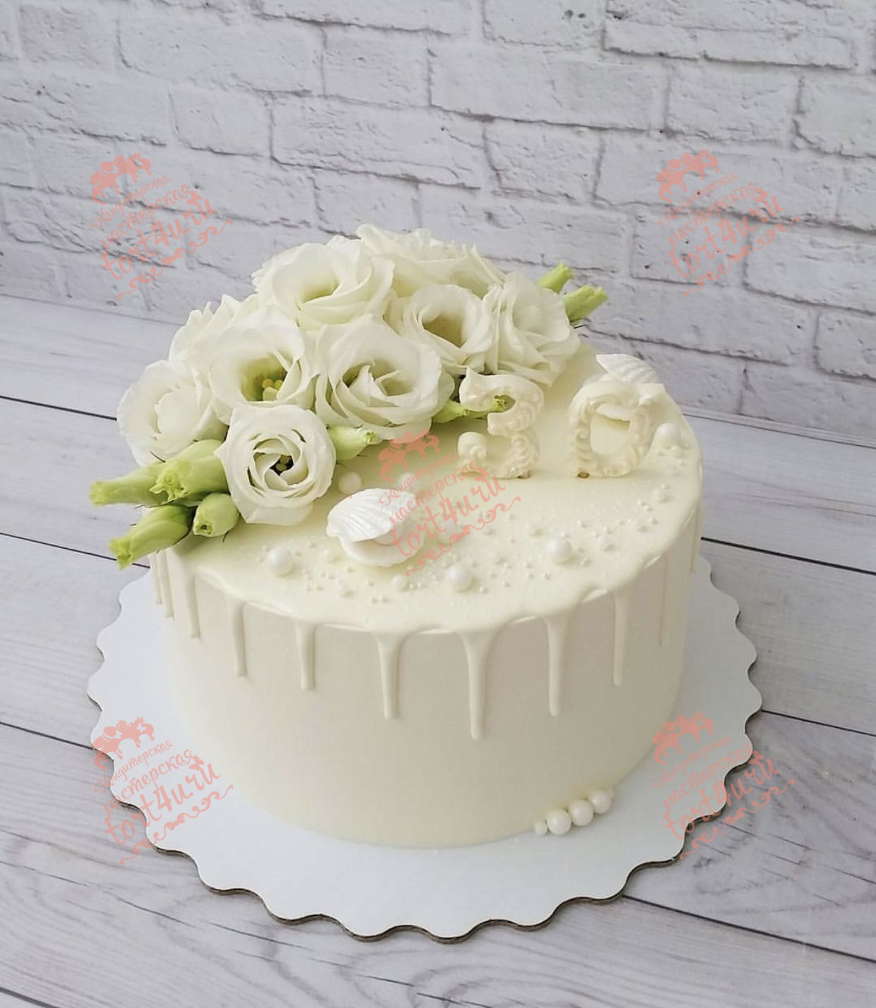 Торт на годовщину свадьбы с цветами