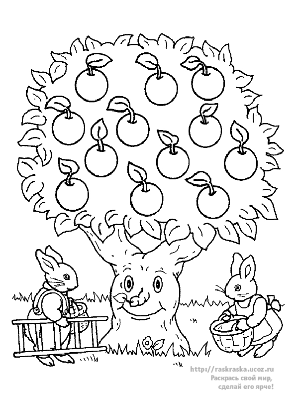 Яблоня с яблоками рисунок для детей 004