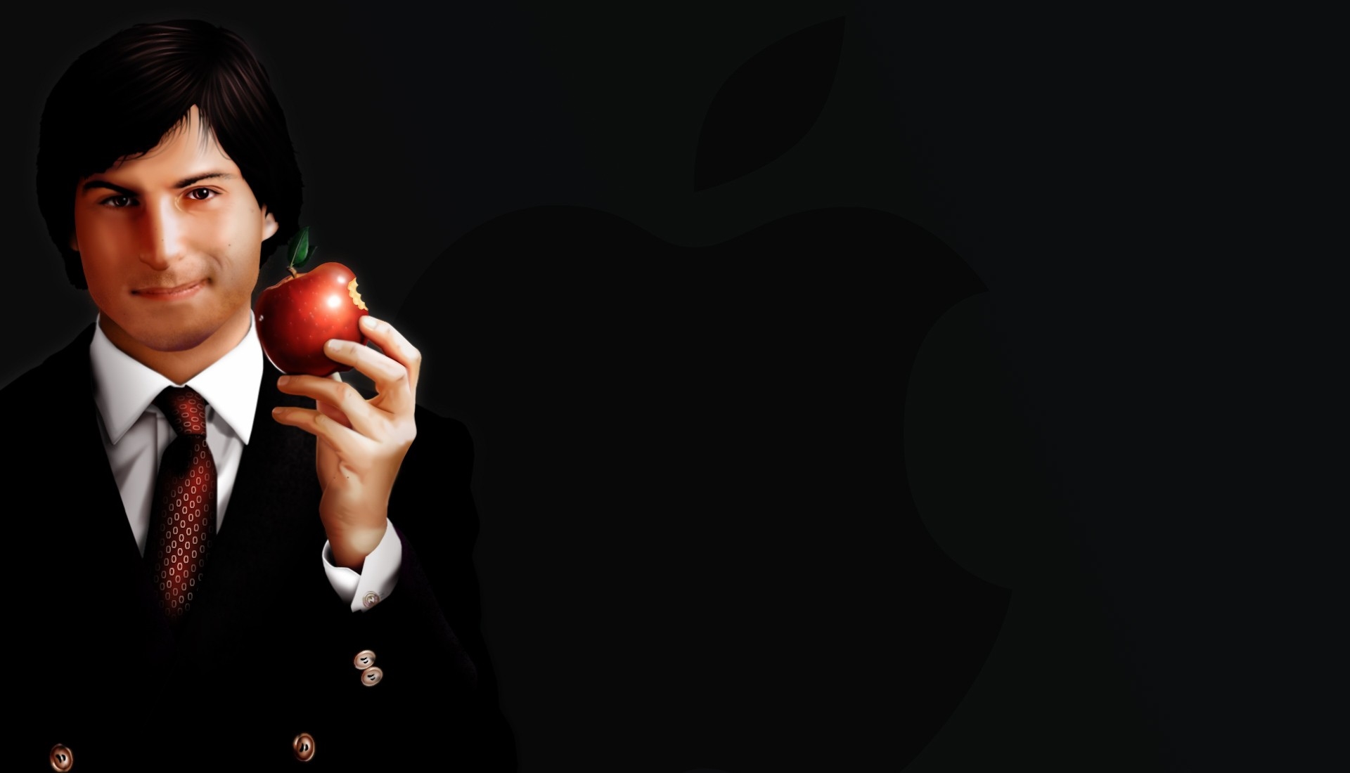 Стив Джобс в молодости с яблоком