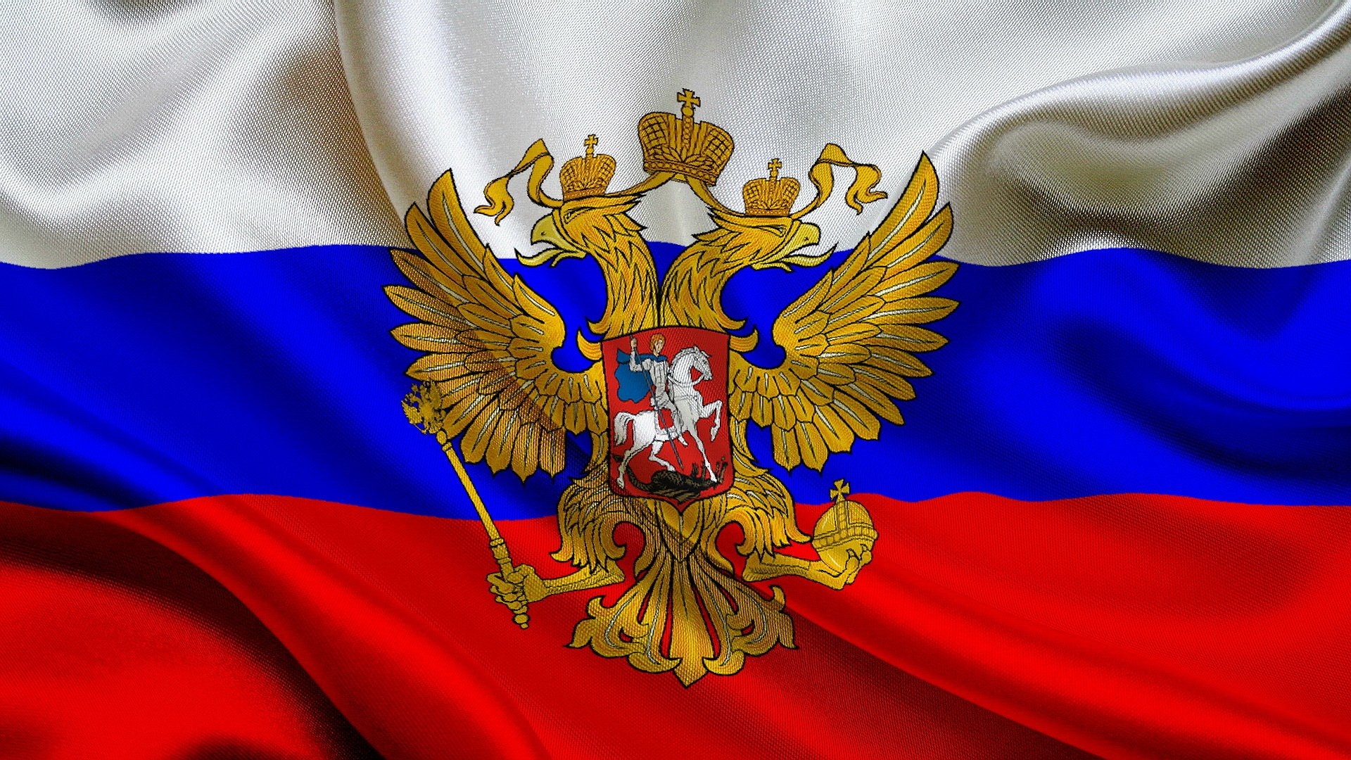 Флаг с гербом России обои002