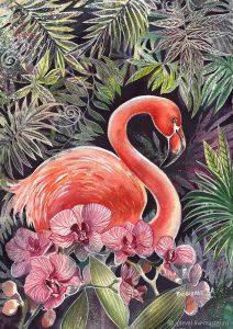 Фламинго живопись красивые картинки024