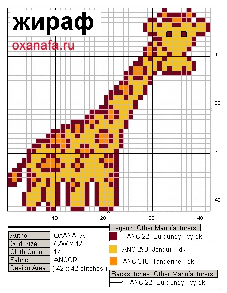 Схема вышивки жираф