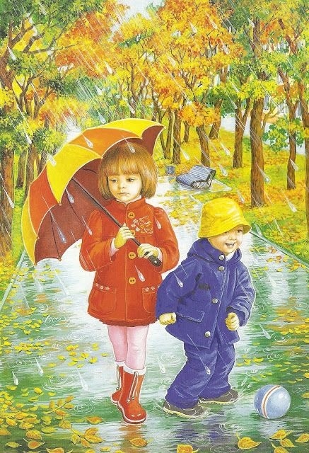 Картинки идет дождь осенью для детей 004