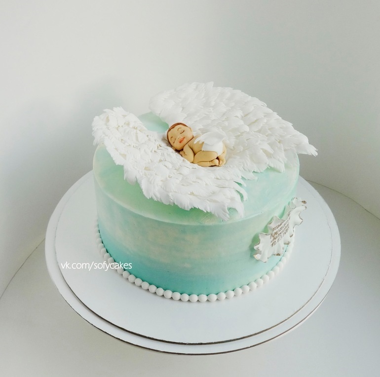 Кремовый торт на крещение девочки009