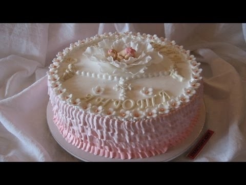 Кремовый торт на крещение девочки023