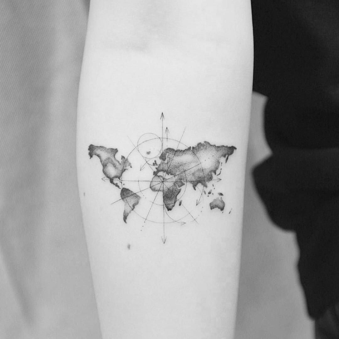 Татуировка карта мира   фото (2)