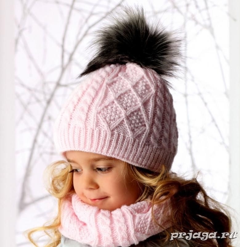Детская зимняя шапка спицами