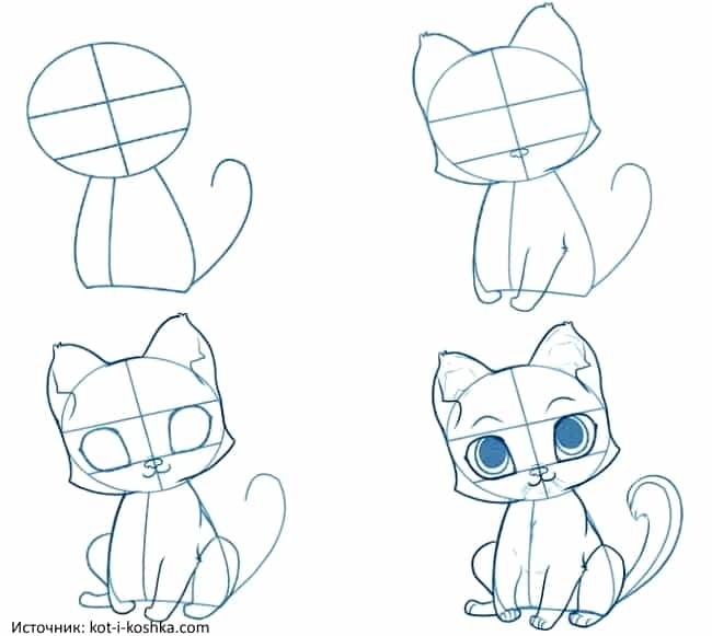 Аниме рисунки кошки для детей 017