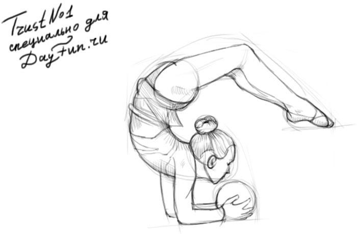 Как рисовать гимнастку на бумаге 011