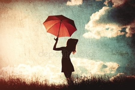 Картинка девушка со спины с зонтиком 004