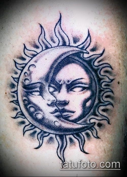 Красивая татуировка луна и солнце 022