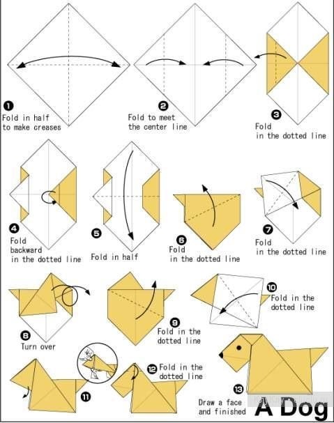 Собачка из модулей оригами – скачать схему 014