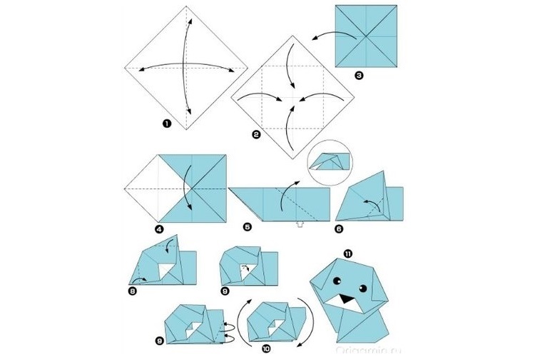 Собачка из модулей оригами – скачать схему 019