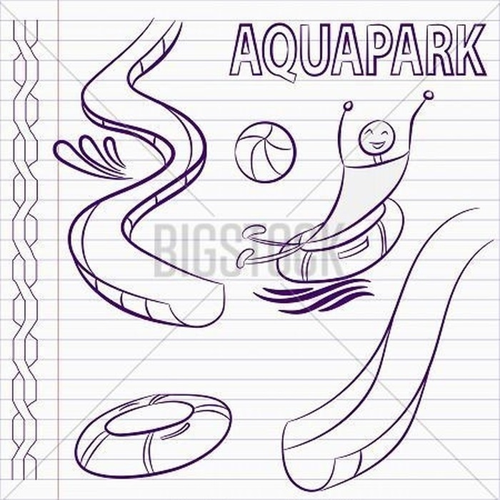 Детские рисунки на тему аквапарк