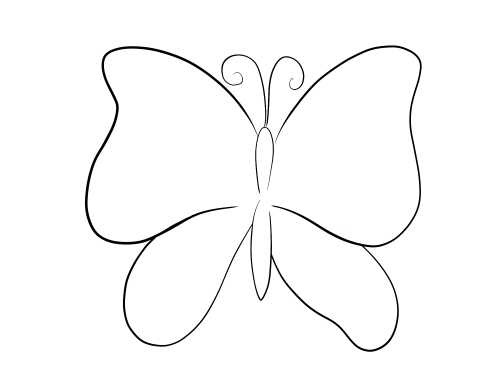 бабочка контурный рисунок для детей 001