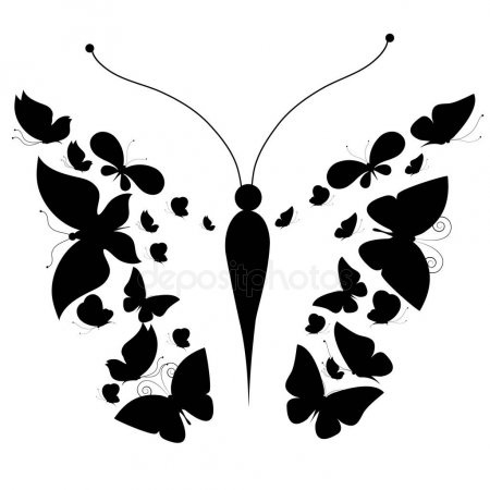 бабочка контурный рисунок для детей 003