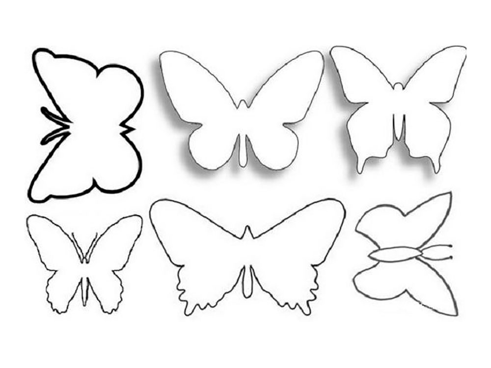бабочка контурный рисунок для детей 012