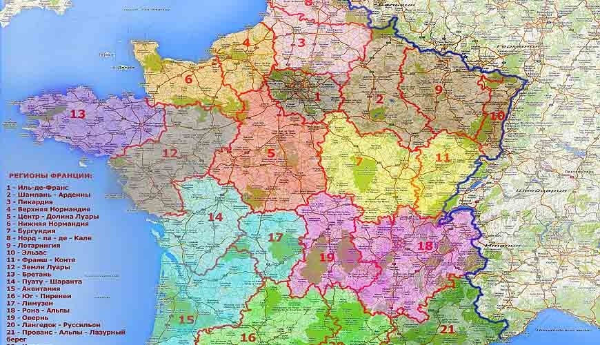 карта франции контурная 021