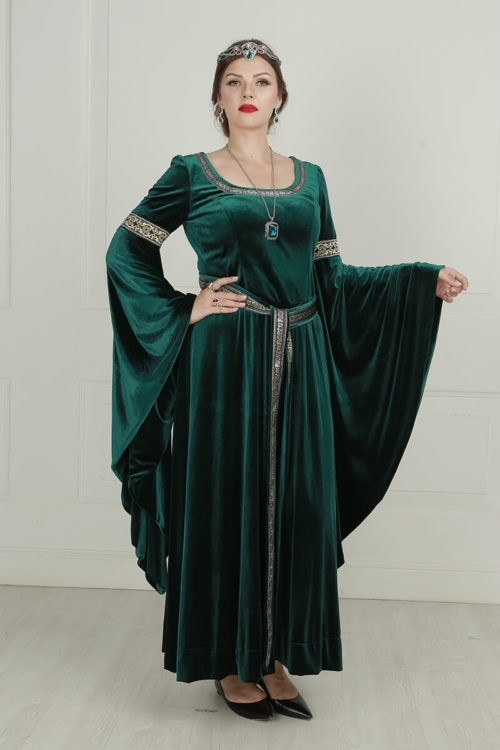 Зеленое средневековое платье 005