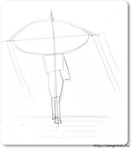 Рисунок девочки с зонтом 008